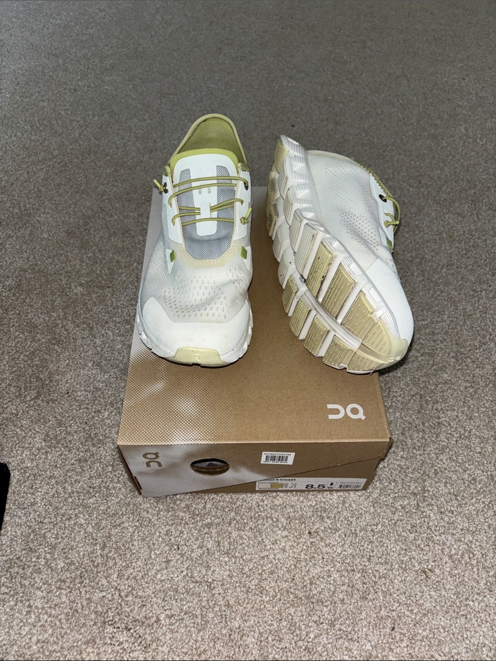 On Running Women’s Athletic Sneakers in White and Light Green